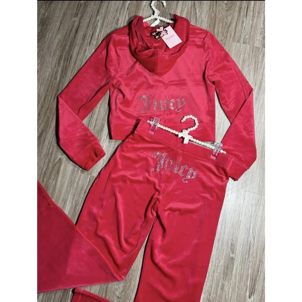 JUICY COUTURE NWT Velour Tracksuit Bling OG Hoodie & Pant's Color Flash Sz Large